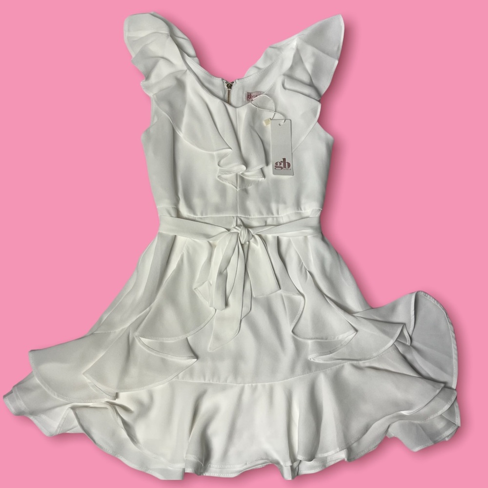 GB Girls White Ruffle Dress